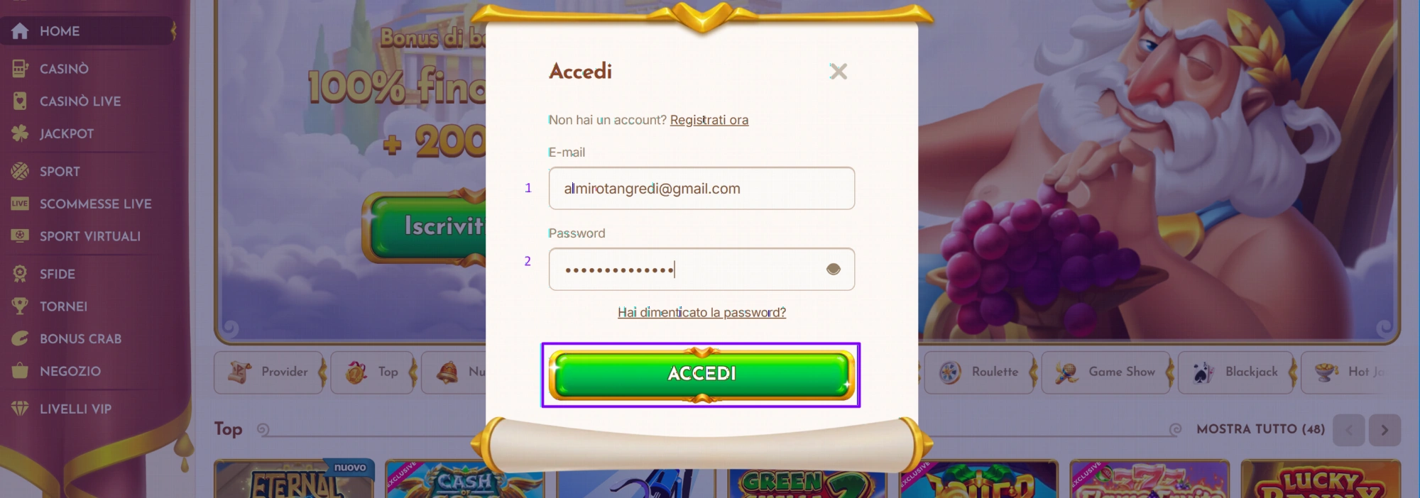 Registrazione BetHall Casino